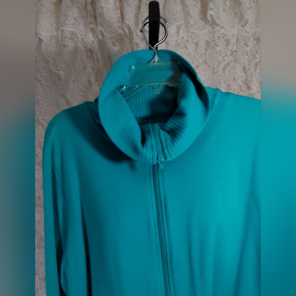 White Stag Zip Front Turquoise Ribbed Jacket By - Picture 2 of 3